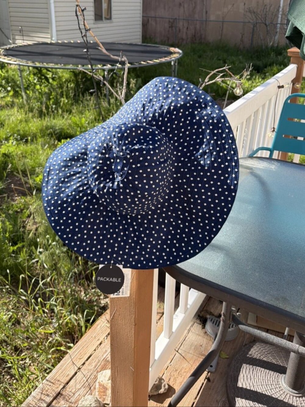 NYC Underground Packable Polka Dot Sun Hat in Navy/White - NWT - Picture 2 of 5